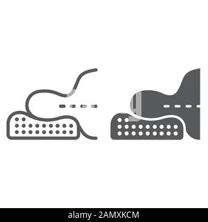 Orthopedic pillow line and glyph icon, medical and equipment, therapeutic pillow for seniors sign, vector graphics, a linear pattern on a white Stock Vector
