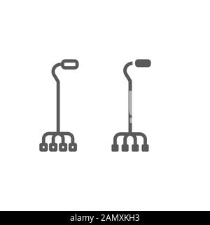 Quad walking stick line and glyph icon, orthopedic and medical, quad cane sign, vector graphics, a linear pattern on a white background. Stock Vector