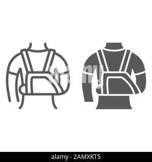 Shoulder immobilzer line icon, medical and healthcare, shoulder bandage sign, vector graphics, a linear pattern on a white background. Stock Vector