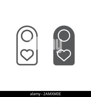 Do Not Disturb line and glyph icon, valentine and holiday, door hanger sign, vector graphics, a linear pattern on a white background, eps 10. Stock Vector