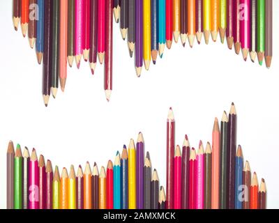various colors of pencils on a white background, copy space Stock Photo