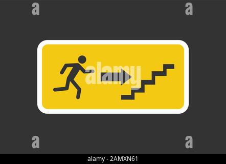 Exit sign. Emergency fire Exit sign. Man figure running to doorway. Running man icon to door. Stock Vector