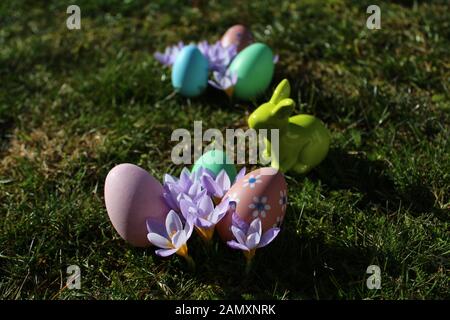 The picture shows an easter decoration in the garden Stock Photo