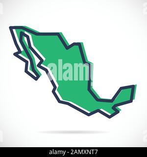 Stylized simple outline map of Mexico Stock Vector
