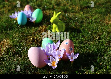 The picture shows an easter decoration in the garden Stock Photo