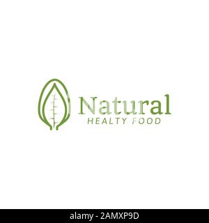 spoon and leaf. organic food. healthy  logo Ideas. Inspiration logo design. Template Vector Illustration. Isolated On White Background Stock Vector