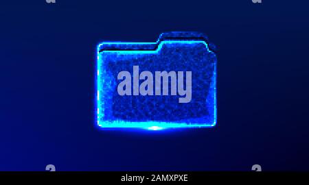 folder.abstract low poly wireframe mesh design. from connecting dot and line. vector illustration on blue background Stock Vector