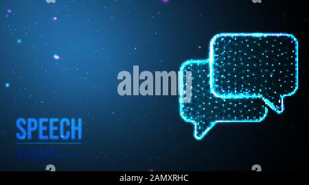 chat message. bubble chat dialogue. communication concept. Phone and Wifi icon.   abstract low poly wireframe mesh design. from connecting dot and lin Stock Vector