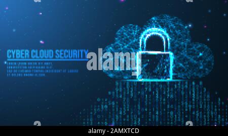 padlock, cloud, Big data cloud computing internet of things IOT AI network technology. Data center digital code futuristic information technology. abs Stock Vector