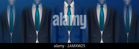 group of business people. Vector Illustration. isolated on blue, background Stock Vector