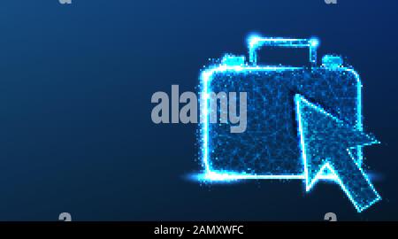 pointer and folder icon. Abstract Low Poly wireframe mesh design. On dark blue background. Vector Illustration Stock Vector