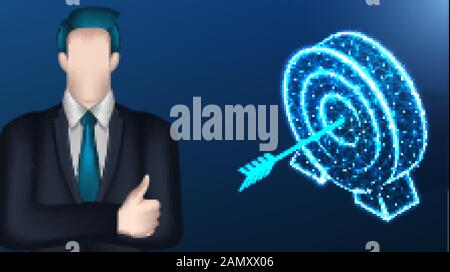 businessman, Icon hourglass. sandglass . Business management time concept. Vector Illustration on dark blue background Stock Vector
