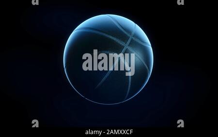 3D rendering of single black basketball sitting in completely black surroundings Stock Photo