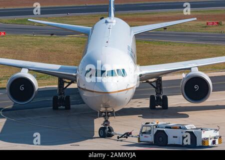 Berlin, Germany - May 27, 2018: United Airlines Boeing 767 airplane at Berlin Tegel airport (TXL) in Germany. Boeing is an aircraft manufacturer based Stock Photo