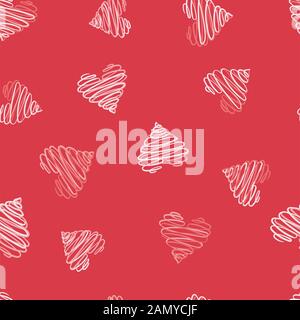 Cute hand drawn swirl hearts seamless pattern, romantic doodle background, great for valentines day, fabrics, wallpaper, banner, wrapping - vector des Stock Photo