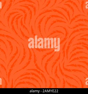 Seamless vector pattern of smooth lines or brush strokes of Lush Lava. Blank for printing on fabric, elegant orange texture isolated on orange Stock Vector