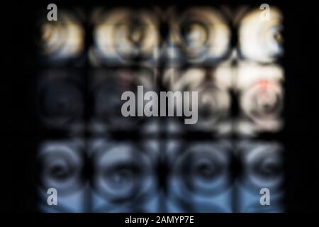 Blurred window grid. Creative, dark, abstract texture background image. Stock Photo