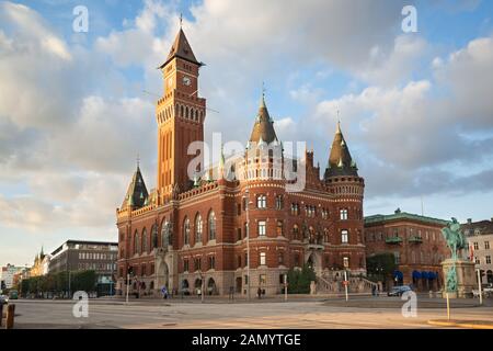 Helsingborg City Hall-Radhuset in Sweden at the central part of the city. The northern part of western Scania and Sweden's closest point to Denmark. Stock Photo