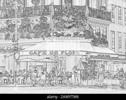 The Famous Cafe De Flore Paris France Stock Photo - Download Image Now -  Jean-Paul Sartre, Cafe de Flore, Architecture - iStock