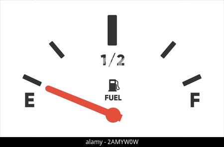 Fuel gauge scales. Fuel meter. Fuel indicator. Gas tank gauge. Oil level tank bar meter. Collection Fuel gauge speedometer on a white  Stock Vector