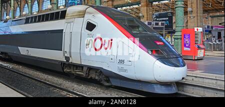 Tgv train in North railway station, Paris France Stock Photo