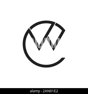 letter cw geometric line logo vector Stock Vector