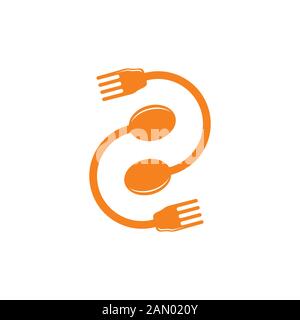 linked spoon fork decoration symbol vector Stock Vector