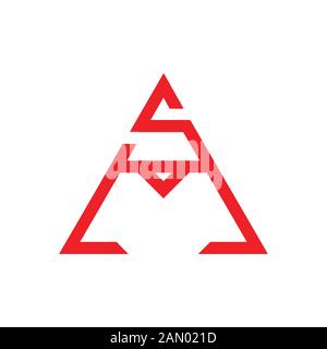 letter sm simple geometric triangle logo vector Stock Vector