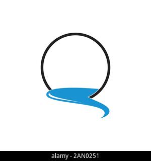 river flows simple circle symbol logo vector Stock Vector