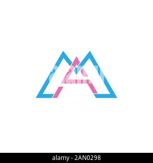 letter sm simple geometric triangle logo vector Stock Vector