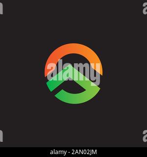 mountain sun gradient geometric logo vector Stock Vector