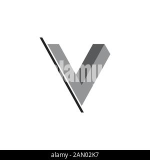 letter v motion slice 3d gradient symbol logo vector Stock Vector