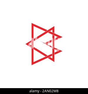 letter b triangle overlapping line logo vector Stock Vector