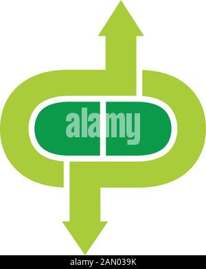 letter dp capsule arrow shape logo vector Stock Vector