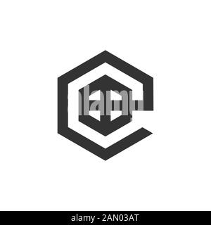 letter e plus hexagonal window home shape logo vector Stock Vector