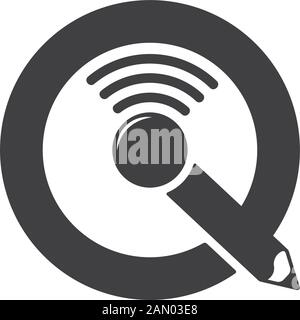 letter iq online signal study symbol logo vector Stock Vector