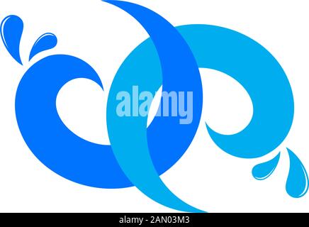 linked colorful waves splash symbol logo vector Stock Vector