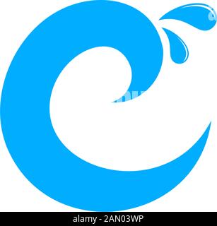 letter c swirl water splash design logo vector Stock Vector