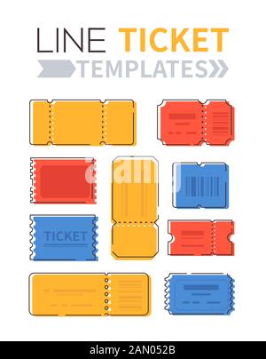 Line ticket templates - set of vector elements Stock Vector