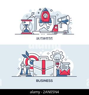 Business development and management banner templates set Stock Vector