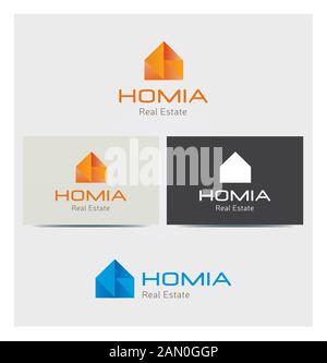 House Icon, Logo for Corporate Business with Card Mock up in Several Colors Stock Vector