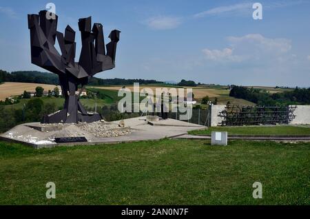 Mauthhausen, Austria - July 18, 2018: Jewish memorial in concentration camp Mauthausen, Holocaust memorial from WWII in Upper Austria Stock Photo