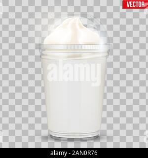 Milkshake clear plastic Cup Stock Photo - Alamy