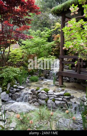 RHS CHELSEA FLOWER SHOW 2013  AN ALCOVE (TOKONOMA GARDEN)  ISHIHARA KAZUYUKI DESIGN LABRATORY. JAPANESE TATAMI ROOM. Stock Photo