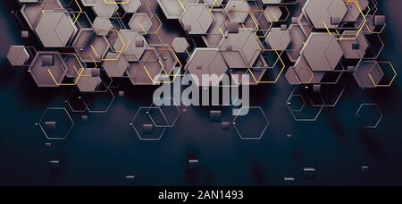 Abstract background of technology and science. Mesh or net with lines and geometric shapes detail.3d illustration Stock Photo