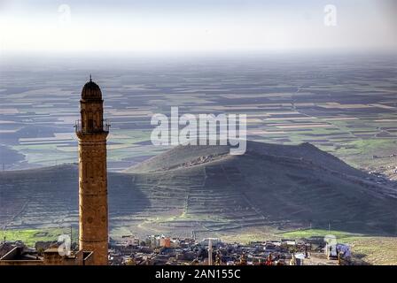 The famous Mosque 'Ulu Cami Minaret.'   Dome of Zinciriye Medrese, Mardin, south east Turkey Stock Photo