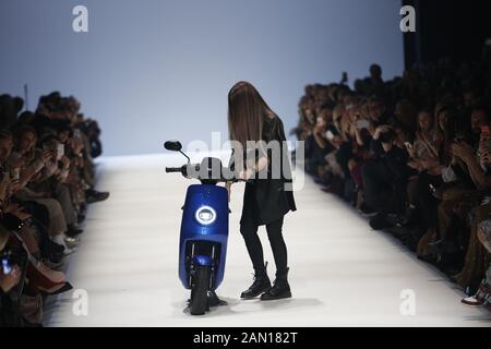 Berlin, Germany. 15th Jan, 2020. Berlin: Designer Rebekka Ruétz on the catwalk at the MBFW in the Kraftwerk. (Photo by Simone Kuhlmey/Pacific Press) Credit: Pacific Press Agency/Alamy Live News Stock Photo