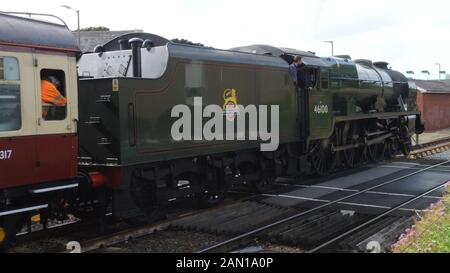 LMS 46100 " Royal Scot " steam locomotive arriving at Paignton, Devon, England, UK. Stock Photo