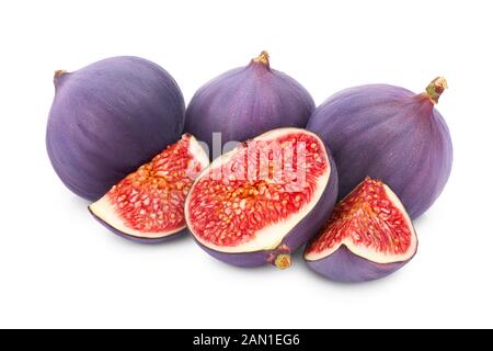 Fresh fig fruit and slices isolated on white background Stock Photo