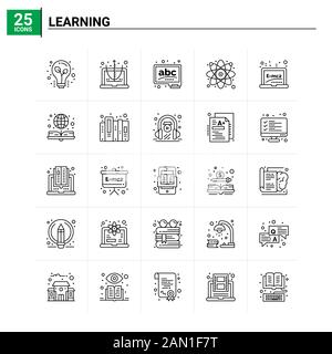 25 Learning icon set. vector background Stock Vector